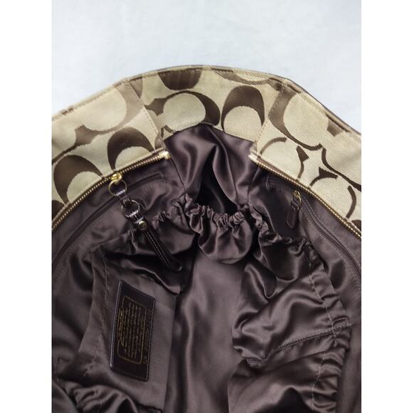 Coach Signature Brown Canvas Stripe Double Handles Diaper Tote Bags - Picture 11 of 16